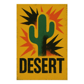 Cactus and the desert sun poster