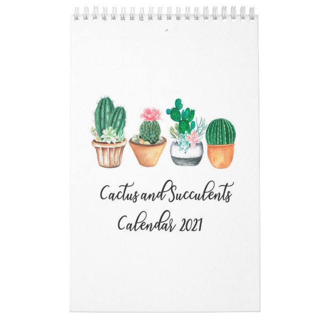 Cactus ans succulents in watercolor calendar (Cover)