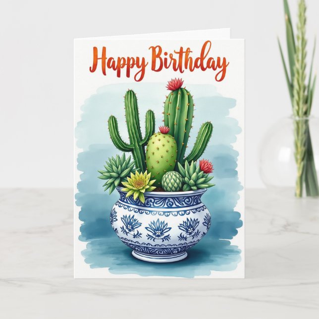Cactus Art Birthday Card (Front)