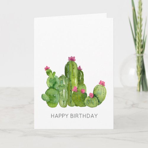 Cactus Art HAPPY BIRTHDAY TO YOU Desert Flowers Card