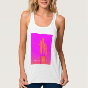 Cactus Art Hot Pink Orange Modern Arizona Souvenir Tank Top