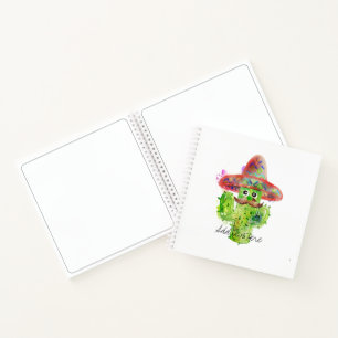 Cactus Art Mustache Hat Fiesta ADD TEXT Fun  Notebook