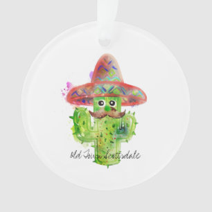 Cactus Art Mustache Sombrero Eyes LOCATION Fun Ornament