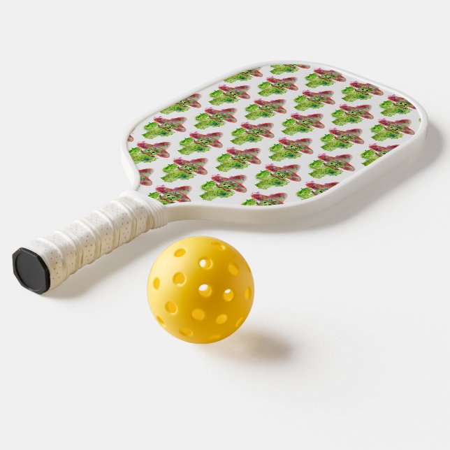 Cactus Art Sombrero Hat Eyes Fun Green Pickleball Paddle (Laydown 2)