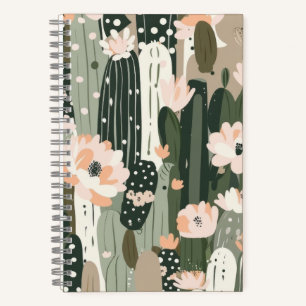 Cactus Art Unique Black White Grey Blush Wedding  Notebook