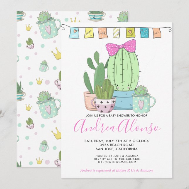 Cactus Baby Girl | Baby Shower Invitation (Front/Back)