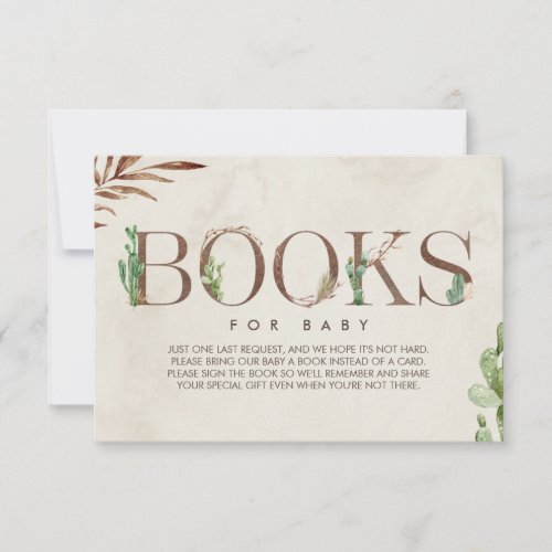 Cactus Baby Shower Book Request Enclosure Card