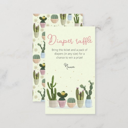 Cactus  Baby Shower Diaper Raffle Enclosure Card