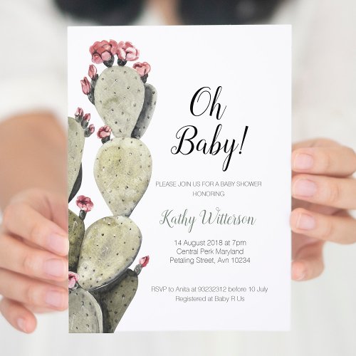 Cactus Baby Shower Girl Invitation