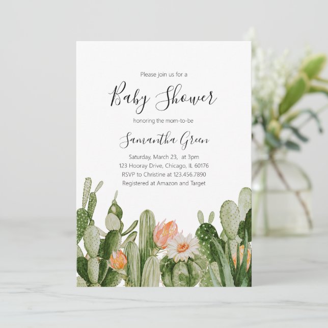 Cactus Baby Shower Invitation (Standing Front)