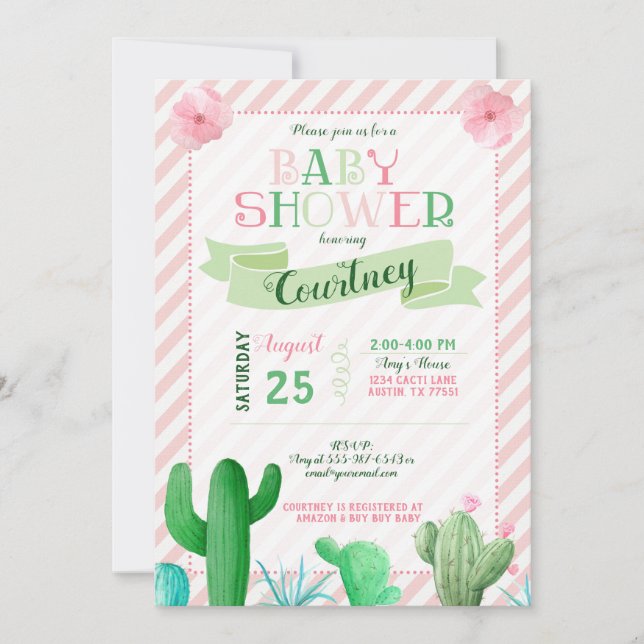 Cactus Baby Shower Invitation (Front)