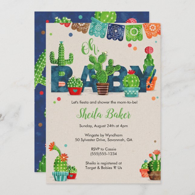 Cactus Baby Shower Invitation | Cactus Theme (Front/Back)