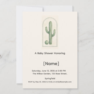 Cactus Baby Shower Invitation, Editable Invitation