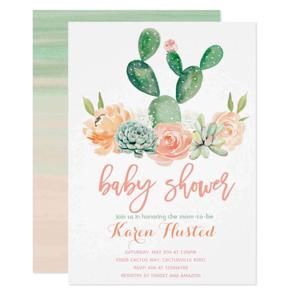 cactus baby boy shower invitations