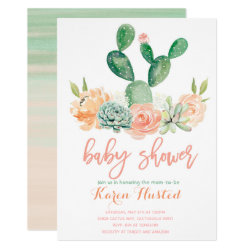 Cactus baby shower invitation succulent