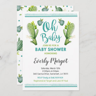 Cactus Baby Shower Invitation Succulent Shower