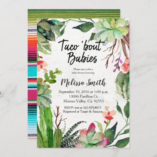 Cactus Baby Shower Invitation taco bout babies