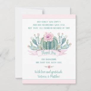 Bulk Set of 48 Blank Cards with Envelopes for Baby Shower Note Cards Cactus Thank You Cards for Succulent Thank You Notes Wedding Thank You Cards and Bridal Shower Thankyou Card 