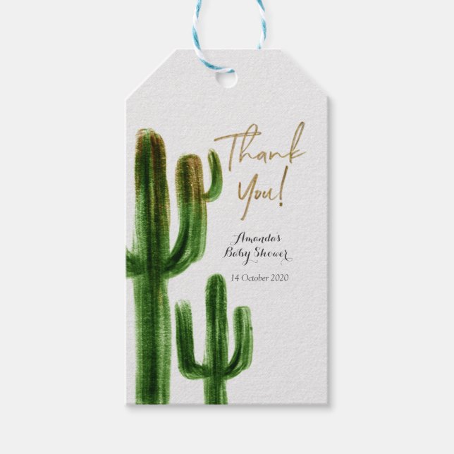 Cactus Baby Shower Thank You Tag (Front)