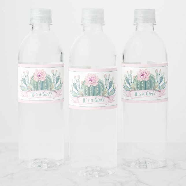 Cactus Baby Shower Water Bottle Label (Bottles)