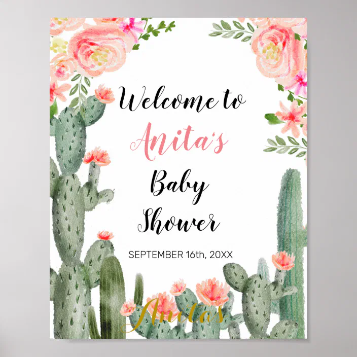 Cactus Baby Shower Welcome Sign Zazzle Com