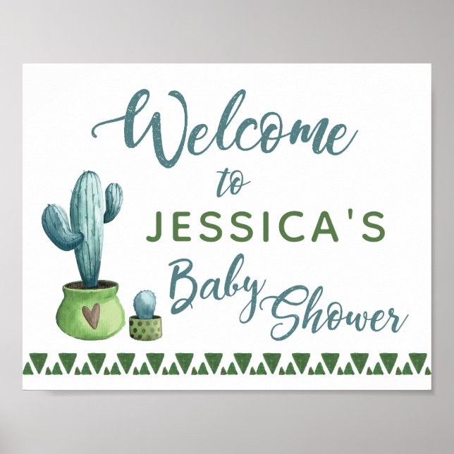 Cactus Baby Shower Welcome Sign (Front)