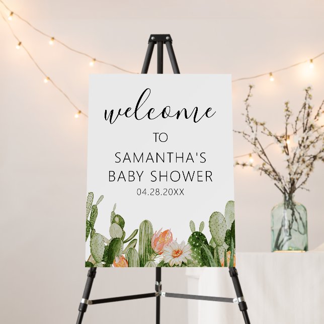 Cactus Baby Shower Welcome Sign (In Situ (Stand))