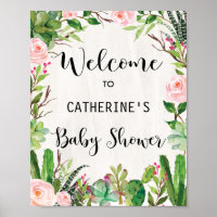 Cactus Baby Shower Welcome Sign Succulent Poster