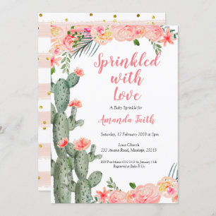 Cactus Baby Sprinkle Invitation Card Floral