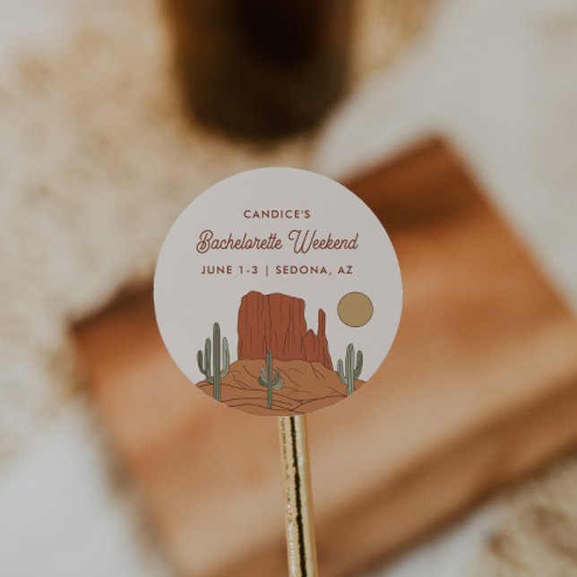 Cactus Bachelorette Desert Bachelorette Favor Classic Round Sticker (Creator Uploaded)