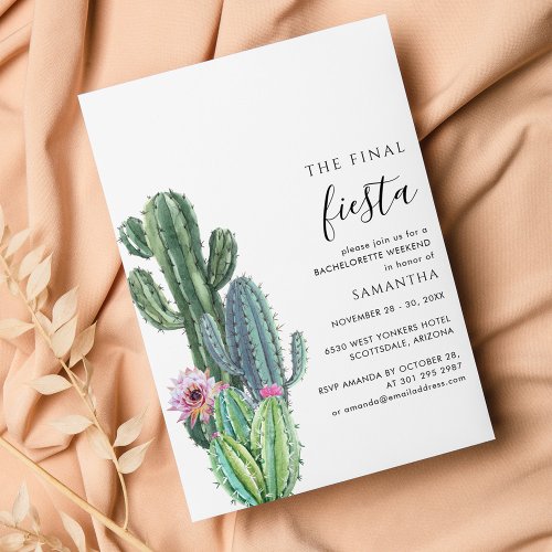 Cactus Bachelorette Weekend Party With Itinerary Invitation