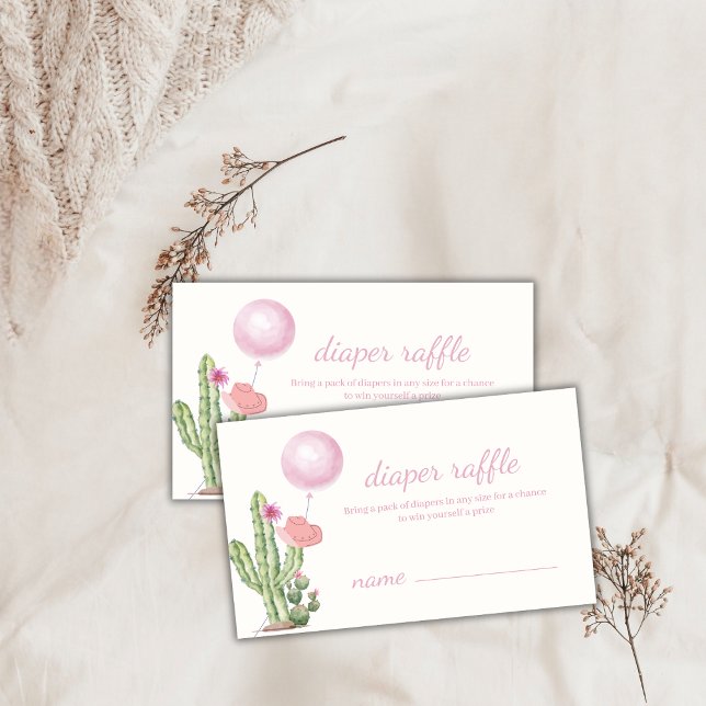Cactus Balloon Cowgirl Diaper Raffle Baby Shower  Enclosure Card (Cactus Balloon Cowgirl Diaper Raffle Baby Shower Enclosure Card)