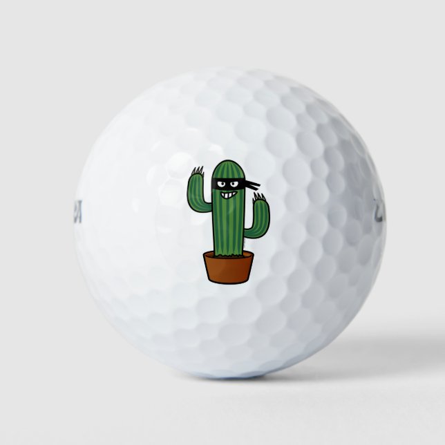 Cactus bandido ninja masked sneaky bandit golf balls (Front)