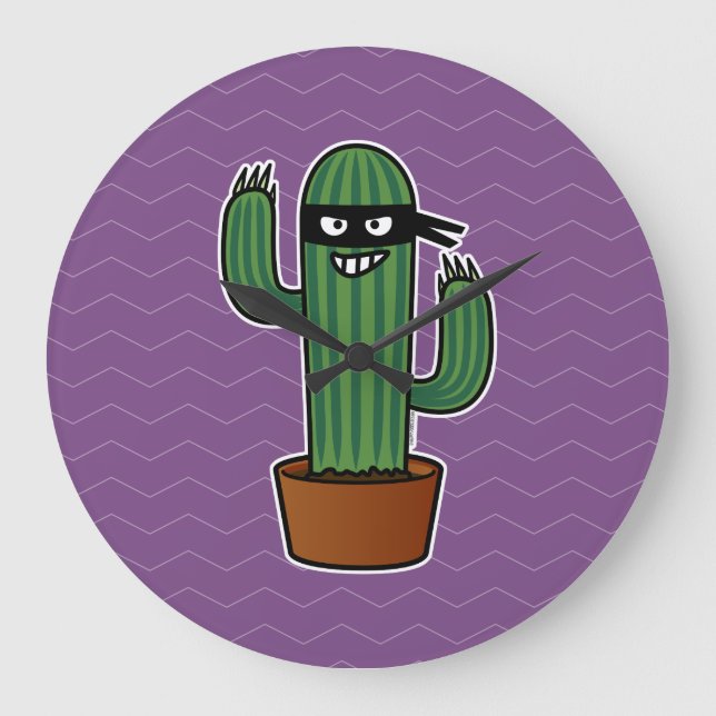 Cactus bandido ninja masked sneaky bandit large clock (Front)