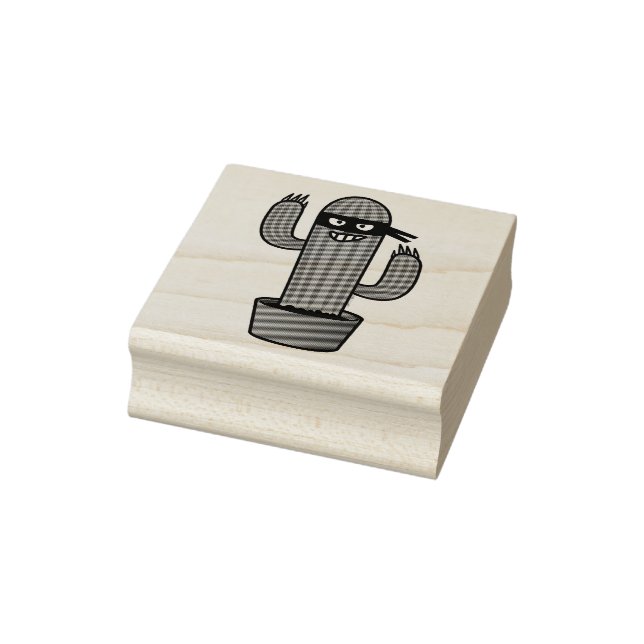 Cactus bandido ninja masked sneaky bandit rubber stamp (Stamp)