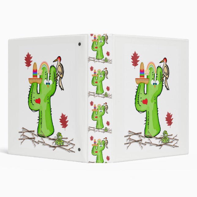 Cactus Bird Snake children's school binder (Background)