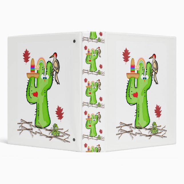 Cactus Bird Snake children's school binder (Background)