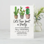 Cactus Birthday Fiesta Party Invitation (Standing Front)