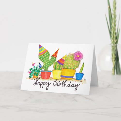 Cactus Birthday greeting card by Nicole Janes