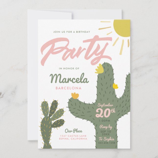 Cactus Birthday Party Invitation (Front)