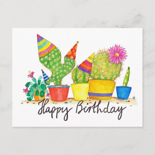 Cactus Birthday postcard by Nicole Janes