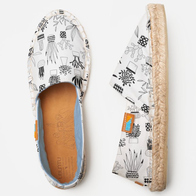 Cactus Black and White Monotone Espadrilles (Side)
