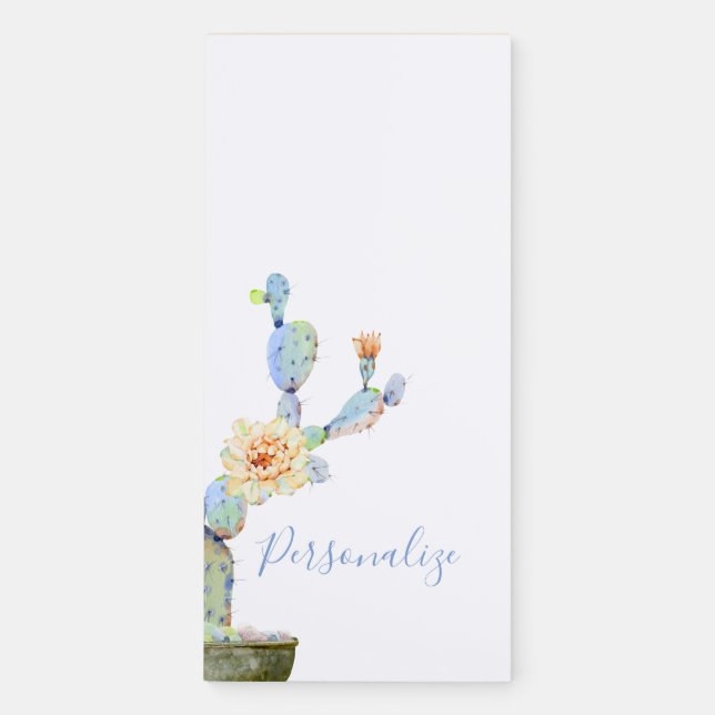 Cactus bloom desert flower watercolor magnetic notepad (Front)