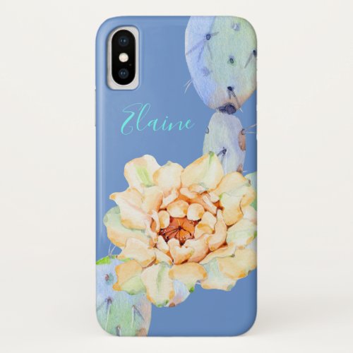 Cactus bloom desert flower watercolor purple  iPhone XS case