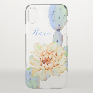 Cactus bloom desert flower watercolor purple iPhone x case