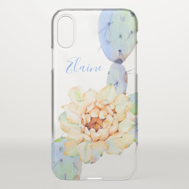 Cactus bloom desert flower watercolor purple  uncommon iPhone case (Back)