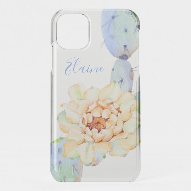 Cactus bloom desert flower watercolor uncommon iPhone case (Back)