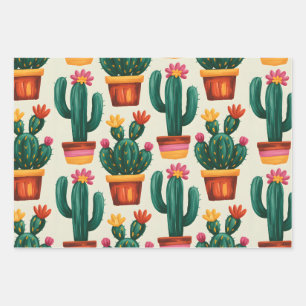 Cactus Bloom Wrapping Paper Sheets