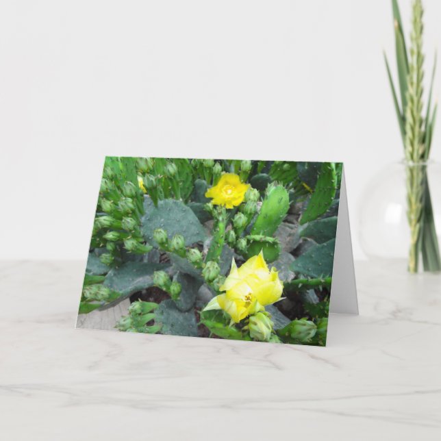 Cactus Blooms Full Bleed Blank Card (Front)