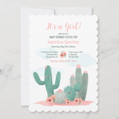 Cactus Blooms Girl Baby Shower Invitation